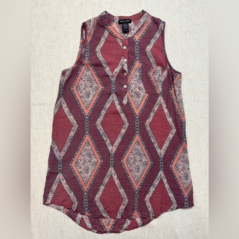 About A Girl Tank Top Woman’s Large Boho Hi Lo Blouse Bohemian Multicolor Southw